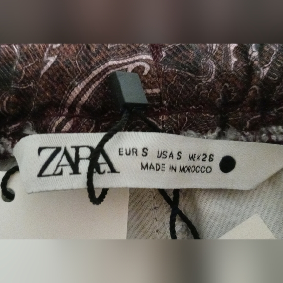 NWT Zara Women's Paisley Print Straight Pants. Size S. Color Purple. - Picture 8 of 12